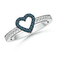 Blue Diamond Heart Ring