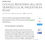 GOOGLE REMOVING ALL NON VERIFIED LOCAL PAGES FROM PLUS?
