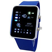 Technological Sense Binary Digital LED Decoration Waterproof Unisex Sports Wrist Watches Dark Blue