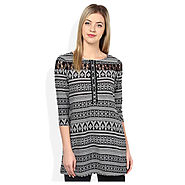 Buy Fusion Beats Black Boat Neck Tunic @ Price Rs.520