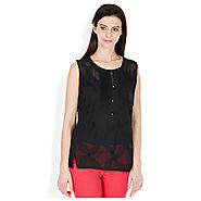 Buy Madame Black Solids Round Neck Top @ Rs.678 Online