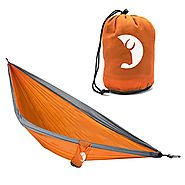 Compact, durable, single-person parachute nylon camping hammock by Tribe Provisions with no-hassle warranty