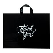 16 x 12.5, 2.35 Mil Printed Plastic Bag with Loop Handles and 5" Bottom Gusset Shopping Bag Pack of 60
