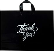 20x15, 3 Mil Thank You Printed Plastic Bags with Loop Handles and with 6" Bottom Gusset Boutique Bag Pack of 60