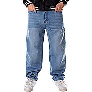 EnllerviiD Men's Relaxed Fit Classic Jeans - Loose Fashion Baggy Comfort Plain Hip Hop Denim Pants 022-34
