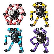 Transformable Fidget Spinners 4 Pcs for Kids and Adults Stress Relief Sensory Toys for Boys and Girls Fingertip Gyros...