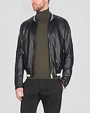 Buy Tuhin Men's Black Bomber Leather Jacket - Timeless Style, Premium Lambskin