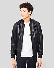 Leon Black Bomber: Classic Leather Jacket for Men - NYC Leather Jackets