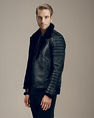 Stay Warm in Style with the Men's Arsalan Shearling Biker Jacket - Buy Now!