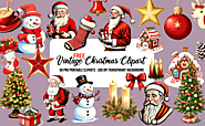 Vintage Christmas Clipart Free png (Set of 60 PNG images)