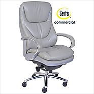 Serta 45638 Smart Layers Commercial Big and Tall Series-500 Executive Puresoft Faux Leather Chair, Grey
