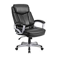 Offex OF-GO-1850-1-LEA-GG Hercules Series Big and Tall Black Leather Executive Office Chair, 500 lb.