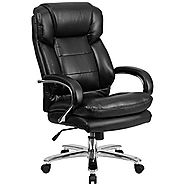 HERCULES Series 24/7 Intensive Use, Multi-Shift, Big & Tall 500 lb. Capacity Black Leather Executive Swivel Chair wit...