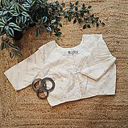 Ivory mirrorwork blouse – Godhuli