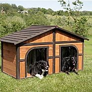 Extra Large Solid Wood Dog Houses - Suits Two Dogs Or 1 Large Breeds. This Spacious Large Dog Kennel Has Two Doors An...