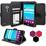 LG G4 Case, Abacus24-7 [Wallet Series] with Flip Cover & Stand, Black