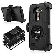 LG G4 Case, ULAK Holster Case with 2 in 1 Hybrid Case Design Shock Resistant silicone Skin + Hard PC and Rotating Bel...