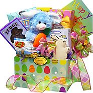 Art of Appreciation Gift Baskets Easter Bunny Chocolate and Candy Care Package Box, Blue or Purple Bunny Rabbit