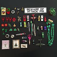 Minimalist game day 25. 25 items each 50 items total. Featured item - Beware Attack Pig Sign