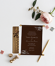 BROWN VELVET WEDDING INVITATION : SC-5016I - 123WeddingCards