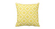 Square Throw Pillow | Bright Yellow Ikat