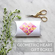 Geometric Heart Printable Pillow Boxes - Lines Across