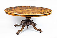Antique Burr Walnut Marquetry Oval Loo Table C1860