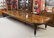Huge 17ft Marquetry Burr Walnut Dining Table