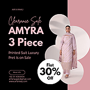 AMYRA’s 3 Piece Printed Suit Luxury Pret Is on Sale