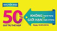 Viettel khuyến mại 50% giá trị thẻ nạp duy nhất 16/05/2016