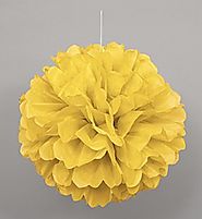 Website at http://www.partyworld.ie/yellow-puff-ball-decoration/64271/
