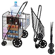 Folding shopping cart with swivel wheels