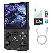 R36Max Handheld Game Console, Portable Mini Retro Handheld Game Console, 4.0 Inch IPS Video Gaming Console with 64GB ...