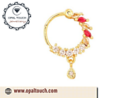 Buy OPAL TOUCH Women Nose pin/Nath Nose Ring Traditional Jewellery-Red-White Gold Nose Pin at Amazon.in
