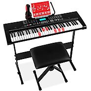 Best Choice Products 61-Key Beginners Complete Electronic Keyboard Piano Set w/Lighted Keys, LCD Screen, Headphones, ...