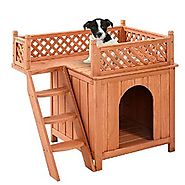 Pet Dog House Wood Wooden Puppy Room Indoor Outdoor Roof Balcony Bed Shelter