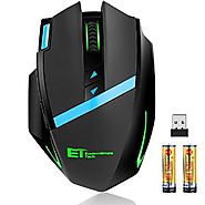Wireless Gaming Mouse Kingtop Ergonomic 2.4G Professional Game Mice with 9 Buttons Adjustable DPI Level 12 Months Bat...