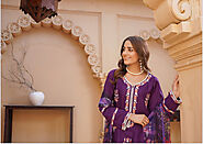 D-1 Embroidered Stone Linen Suit with Chiffon Dupatta - 3 Piece Set – Mahham Collection