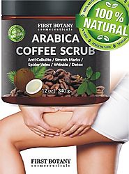 100% Natural Arabica Coffee Scrub 12 oz. with Organic Coffee, Coconut and Shea Butter - Best Acne, Anti Cellulite and...