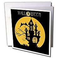Edmond Hogge Jr - Haunted Halloween House with Background - 1 Greeting Card with envelope (gc_158208_5)