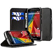 Moto G 2nd Gen Case, Moto G (2nd Generation) Case, NageBee - Wallet Flip Case Pouch Cover Fold Stand case Premium Lea...