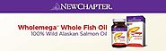 New Chapter Wholemega Fish Oil Supplement, 100% Wild Alaskan Salmon Oil with Omega-3 + Vitamin D3 + Astaxanthin - 120 ct