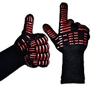 TTLIFE BBQ Grilling Cooking Gloves - 932°F Extreme Heat Resistant Gloves - 1 Pair (Long) - 14" Long For Extra Forearm...
