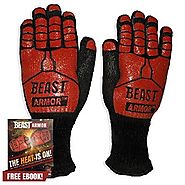 Grill Beast BBQ Grilling Cooking Gloves - Heat Resistant Kevlar & Silicone Insulated Protection - Smoker and Kitchen ...