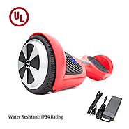 SURFUS 6.5" waterproof Hoverboard with Matte Shell UL 2272 Certified Self-Balancing Scooter with LED lights , Red