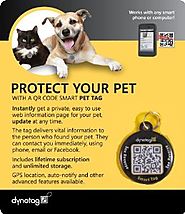Dynotag® Web/GPS Enabled QR Code Smart Round Coated Metal Tag and Ring. Pet Tag, Property Tag - Multiple Uses.