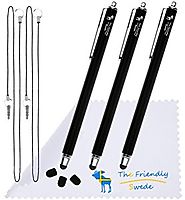 Bundle of 3PCS Premium Branded 5.5" Thin-Tip High Precision Universal Capacitive Stylus Pens + Extra 3 Replaceable Ti...