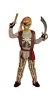 0397 - "GHOST SHIP PIRATE" (shirt with bone chest and vest, pants, belt, headband, mask)