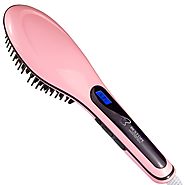 Hair Brush Straightener Brush BESTOPE Hair Straightening Brush Electric Heating Ceramic Comb Brush Digital Anion Hair...