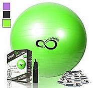 Exercise Ball -Professional Grade Exercise Equipment Anti Burst Tested with Hand Pump- Supports 2200lbs- Includes Wor...